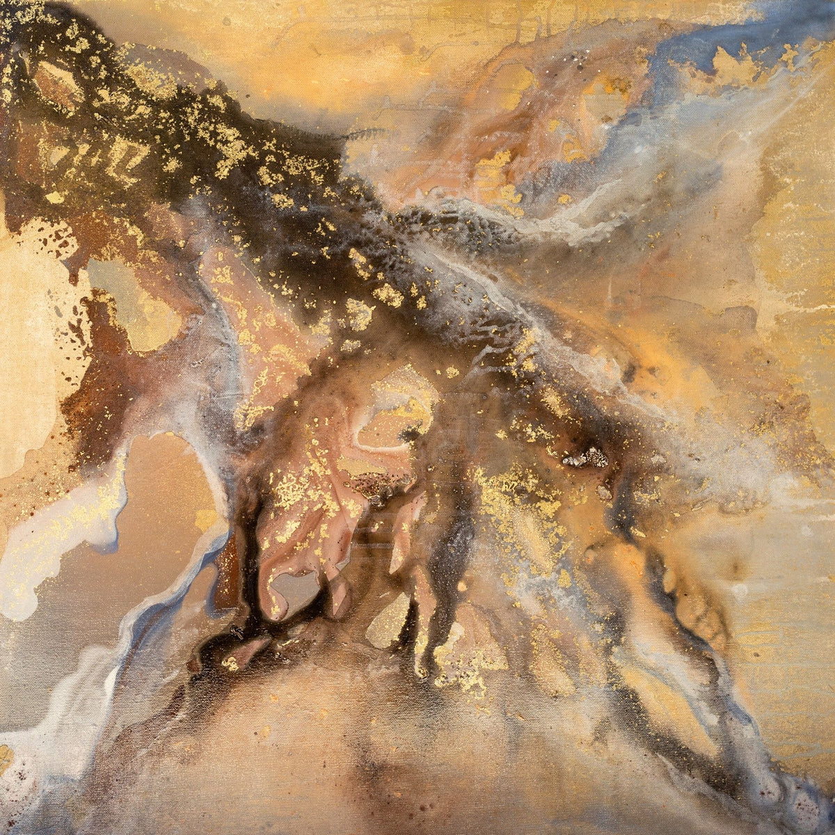 Jovian by Samantha Lee Osner, a fluid abstract in gold and blue