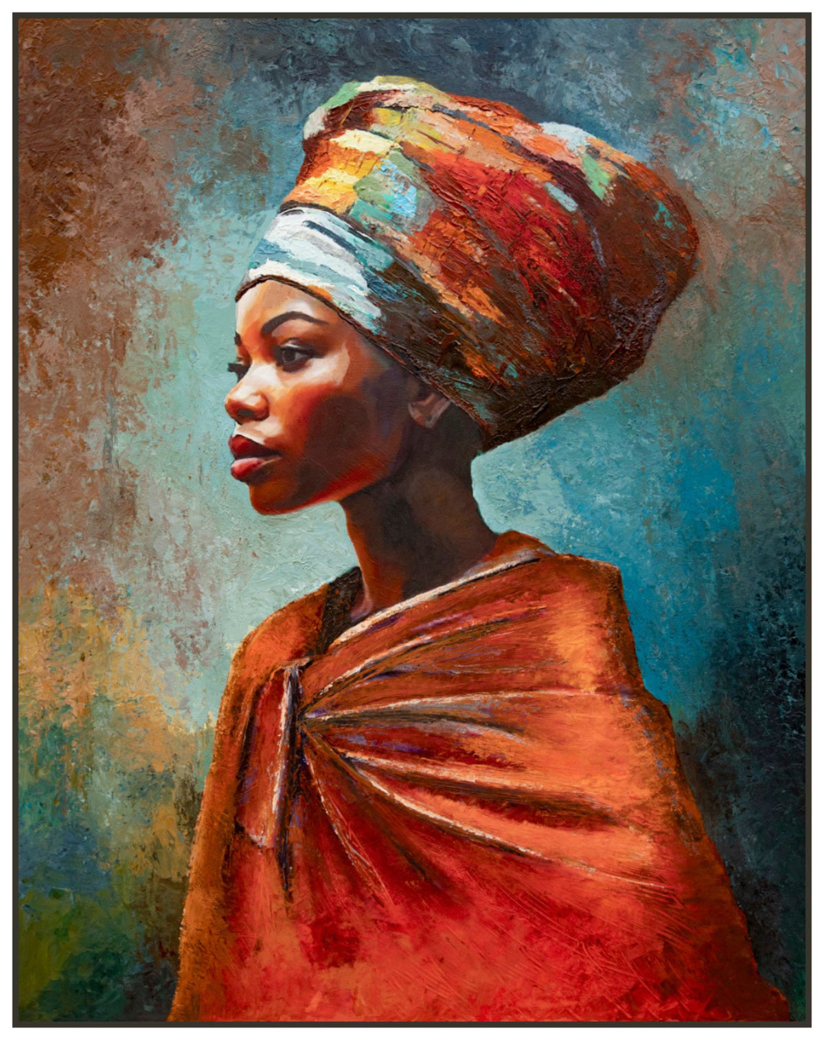 Zinhle by Martin Osner, an original African Queen portrait in orange and teal