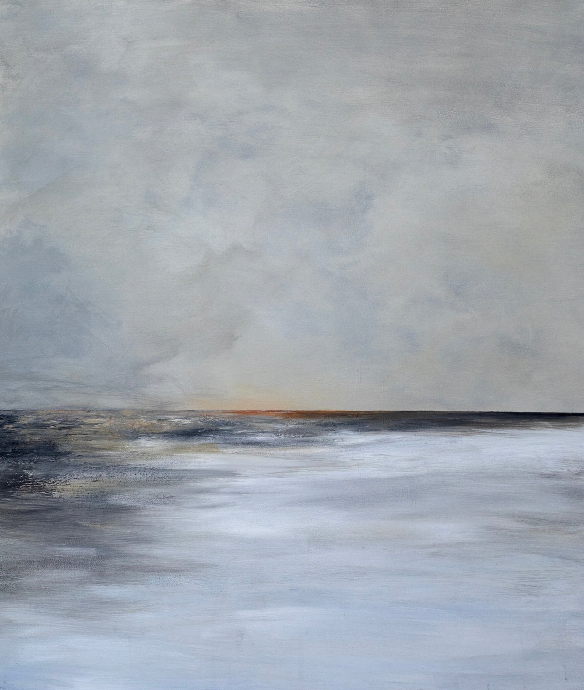 Silent Shores by Samantha Lee Osner, a pastel seascape painted on metal