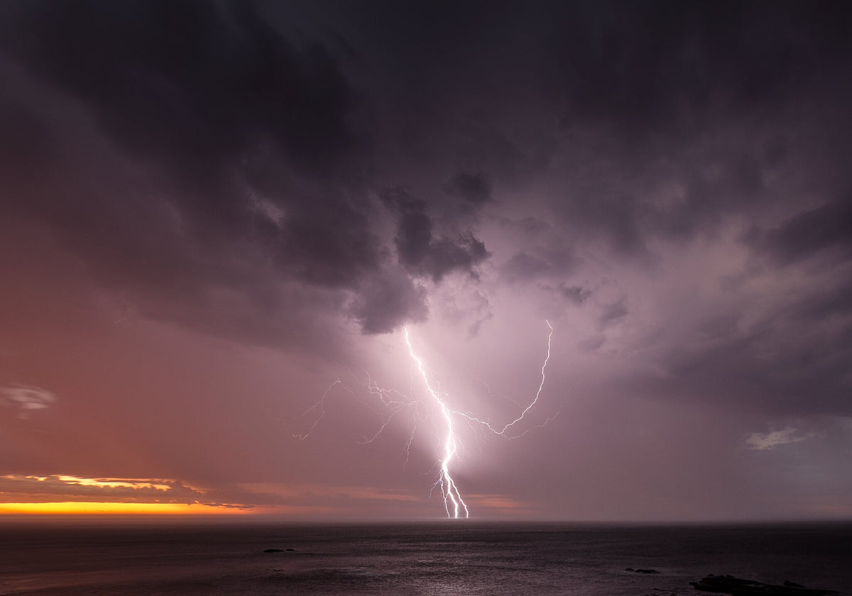 Atlantic Storm by Samantha Lee Osner, a lightning storm over Table Bay, Cape Town