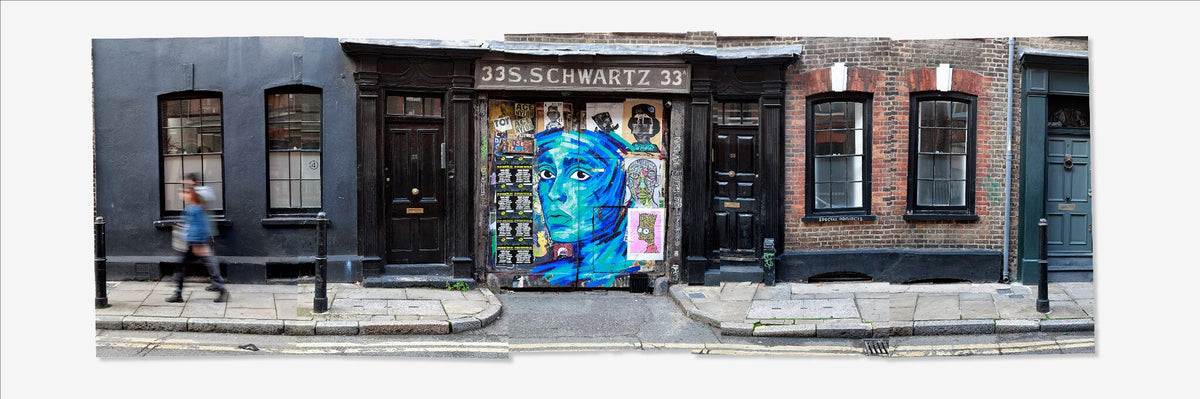 33A | Painted Street by Sandy Mclea, a layered photomontage of an English street
