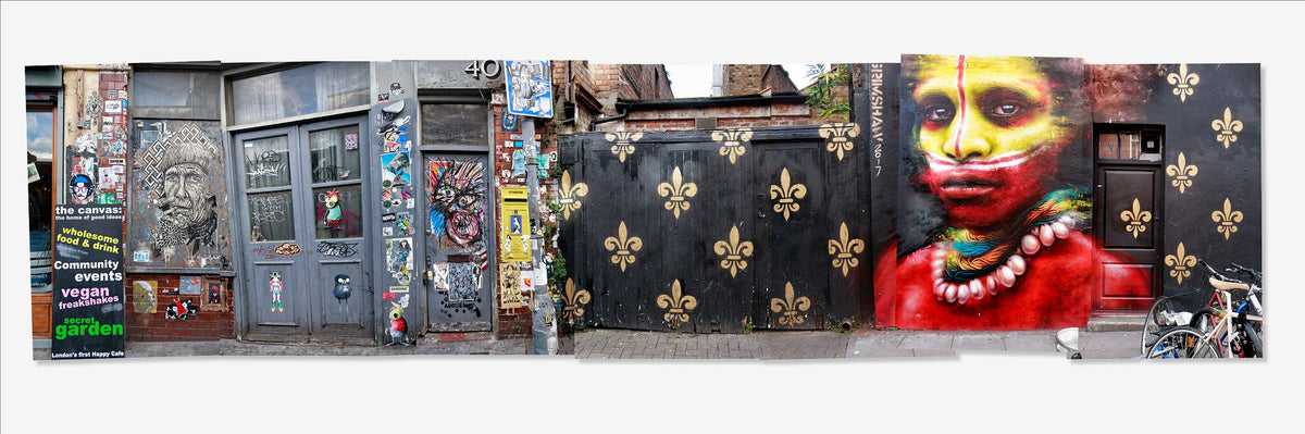 Freak Shakes | Painted Street by Sandy Mclea, a layered photomontage of an English street