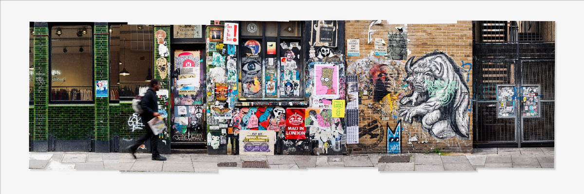 This is the Spot | Painted Street by Sandy Mclea, a layered photomontage of an English street