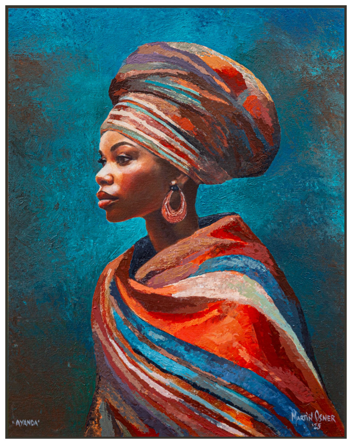 Ayanda by Martin Osner, an original African Queen portrait in blue and orange