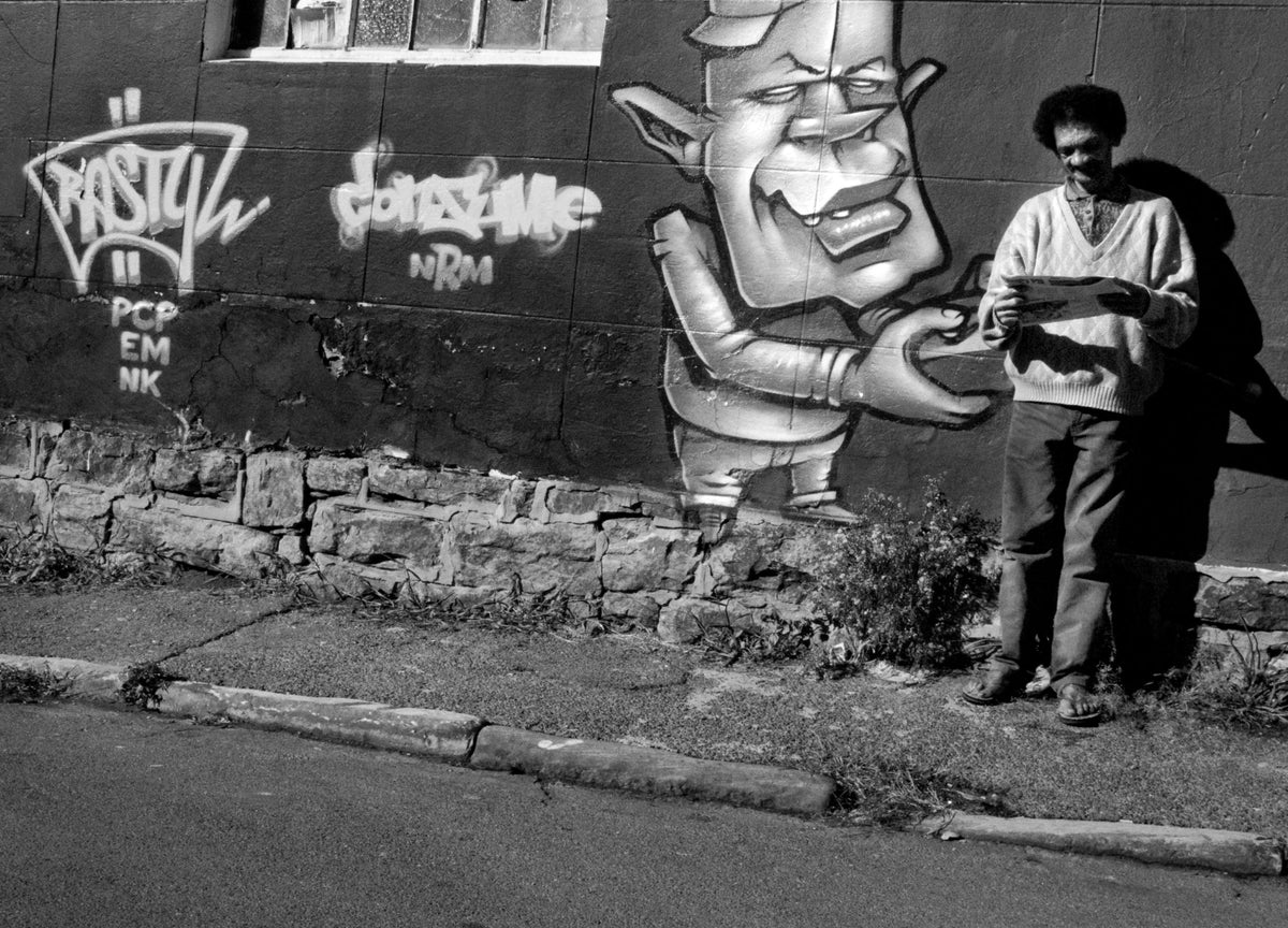 Yesterday's News by Martin Osner, a black and white Johannesburg street photograph