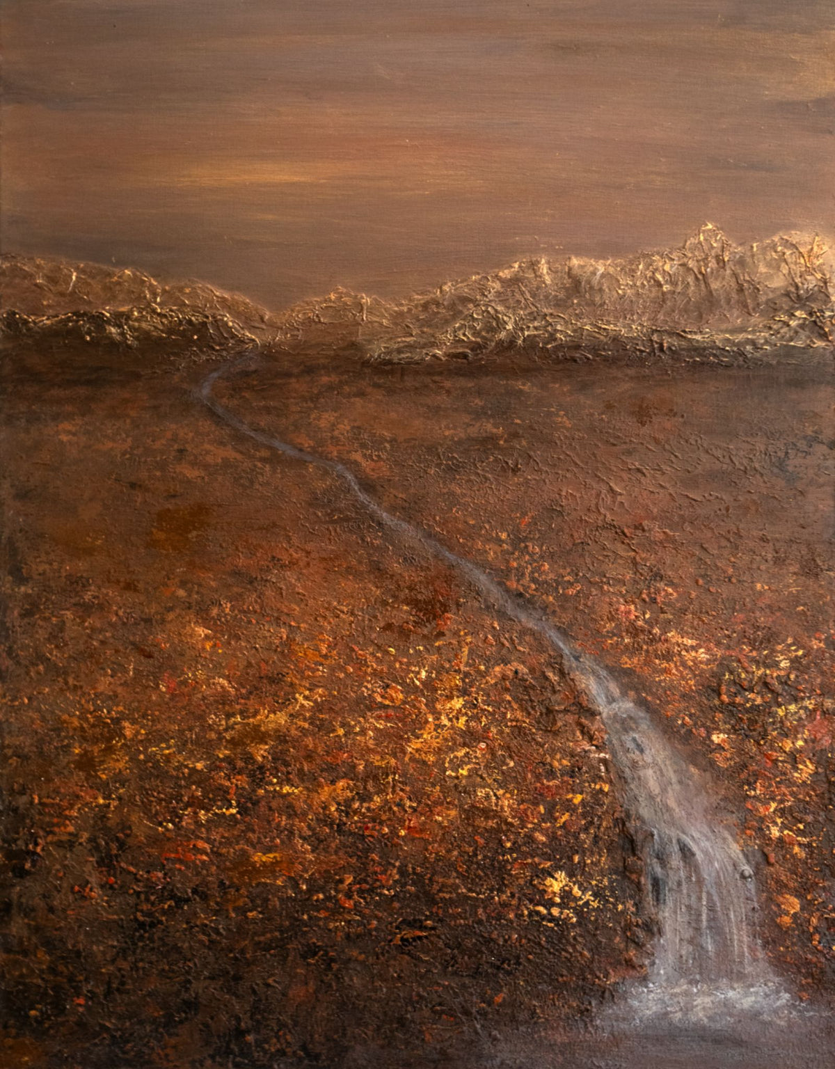 Golden Twilight by Samantha Lee Osner, a river in golden twilight, an original painting