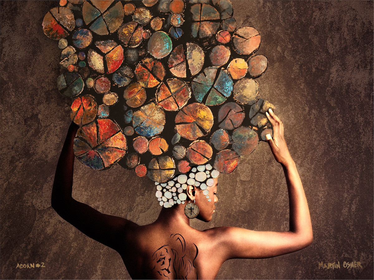 Adorn No.2 by Martin Osner, a woman adorned with hand-painted wooden forms