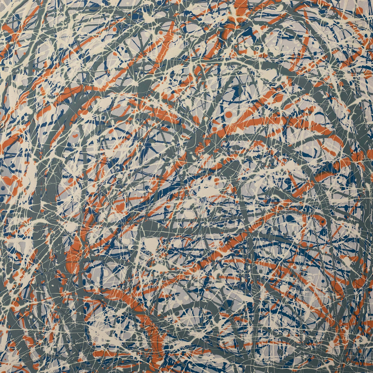 Abstract Serenity No.3 by Martin Osner, an original drip painting in blue and orange