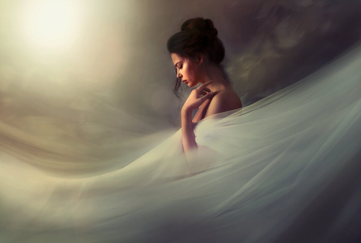 Whispers of Serenity by Ramzi Mansour, a mixed media portrait