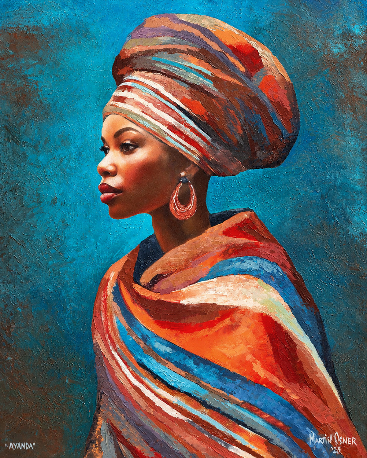 Ayanda, the painting itself, an African Queen portrait by Martin Osner