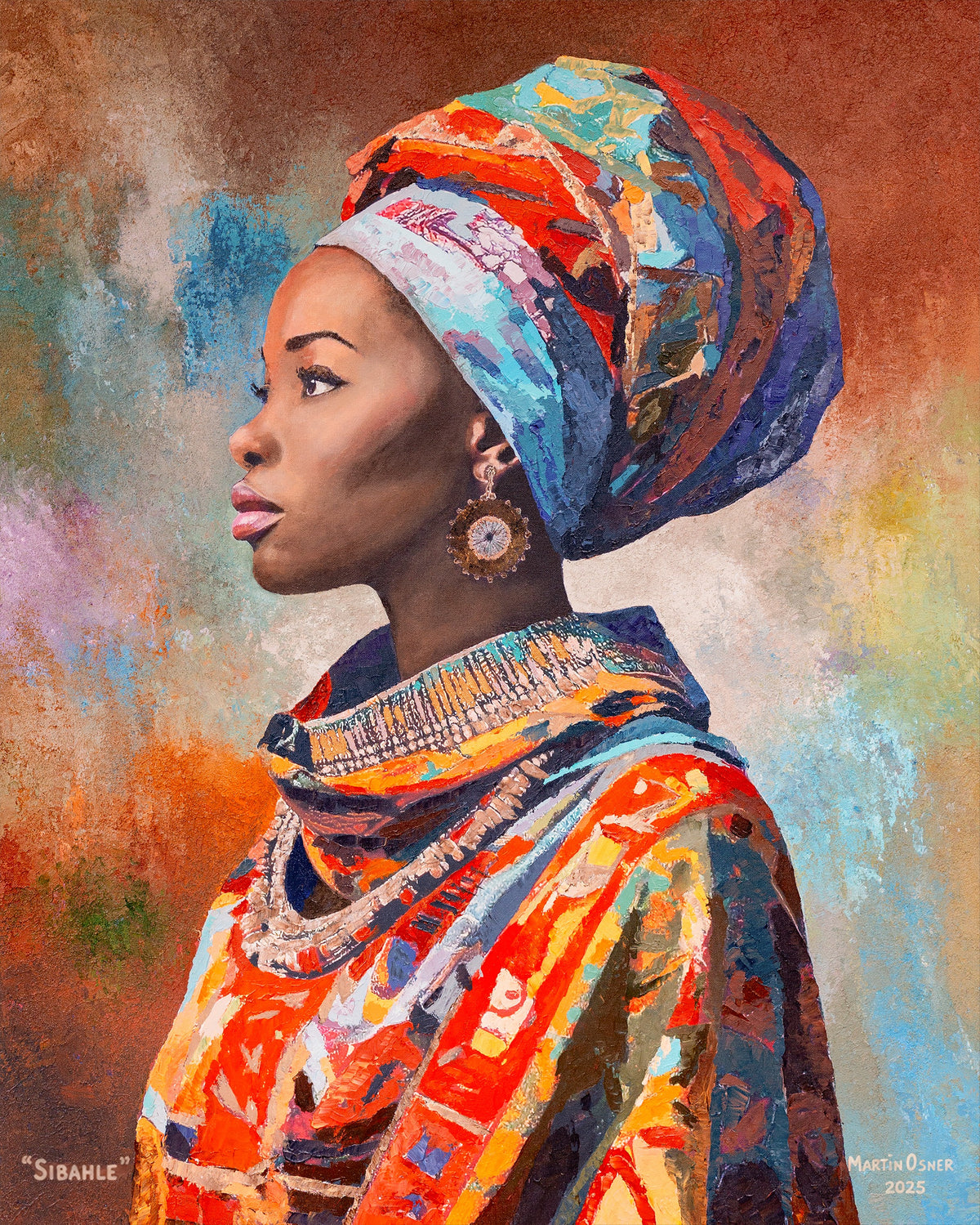 Sibahle, the painting itself, an African Queen portrait by Martin Osner