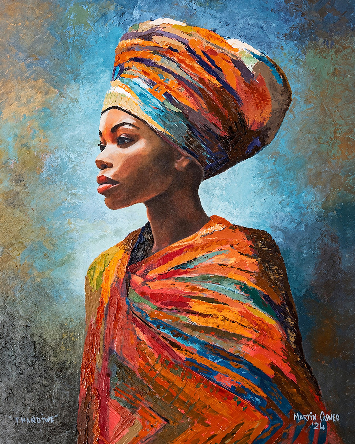 Thandiwe, the painting itself, an African Queen portrait by Martin Osner