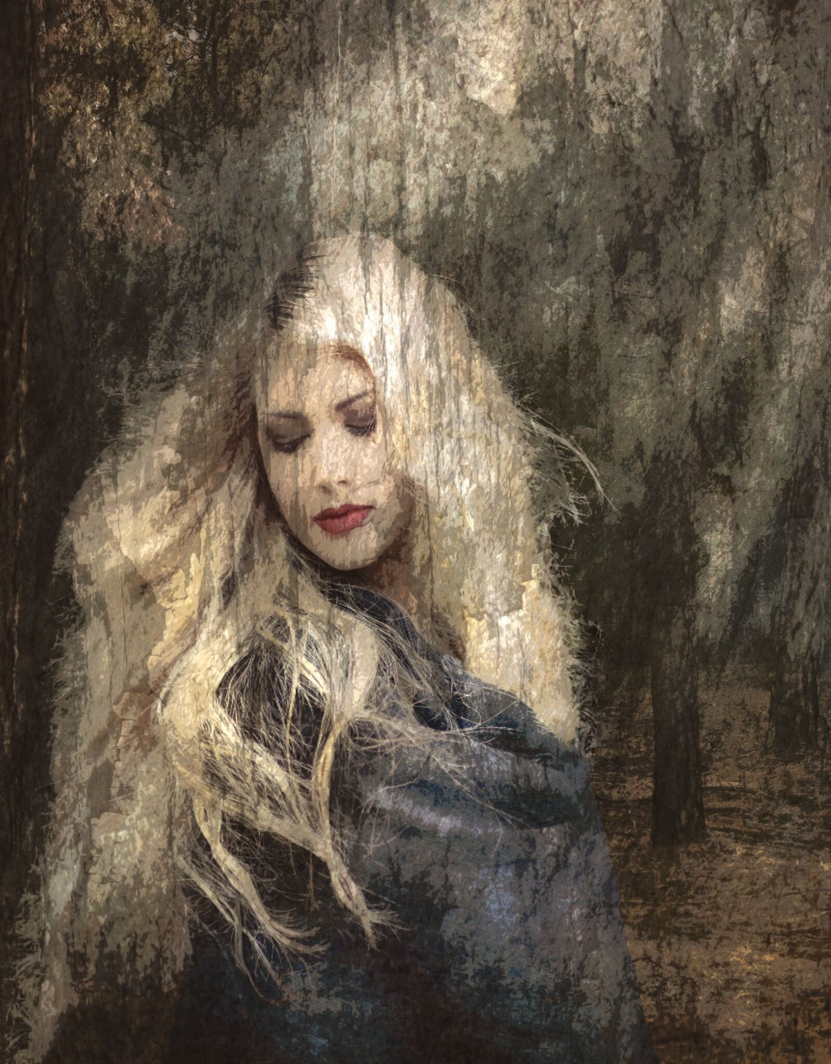 Yesterday, Tears of Eden by Martin Osner, an original portrait of Eve with long fair hair