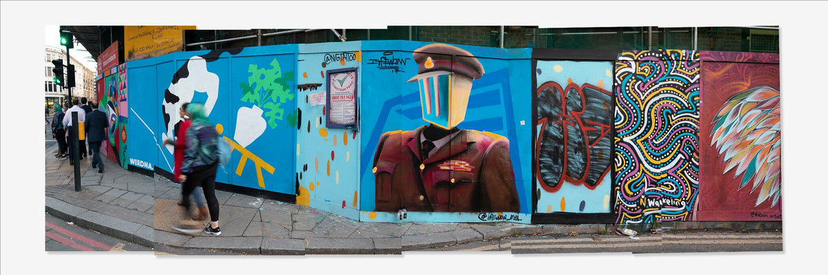 Behave | Painted Street by Sandy Mclea, a layered photomontage of an English street